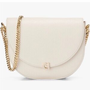 Cole Haan Evie Ivory Leather Saddle Bag